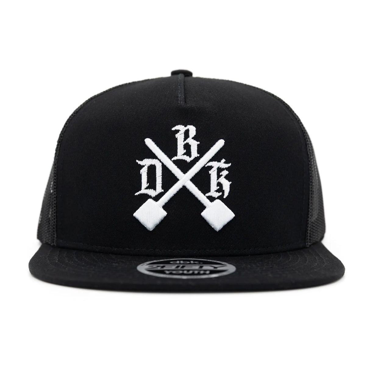 2Fifty youth black snapback cap with front graphic and flat brim