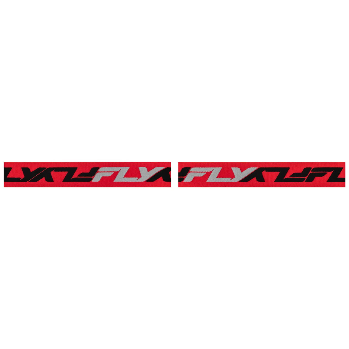 Red goggle strap with repeating logo graphic