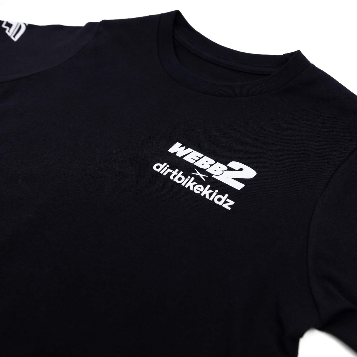 Black youth premium T-shirt with WEBB2 dirbikekidz logo on chest