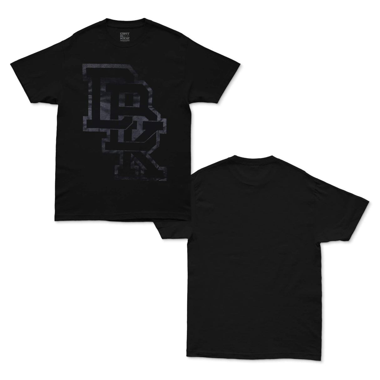 Pitch Black T-shirt set: one black with gray front graphic, one plain back