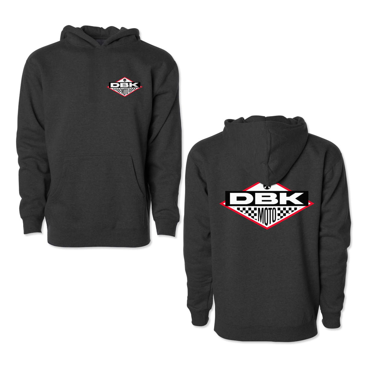 No Sleep youth hoodie in dark gray with front pocket and DBK Moto chest logo