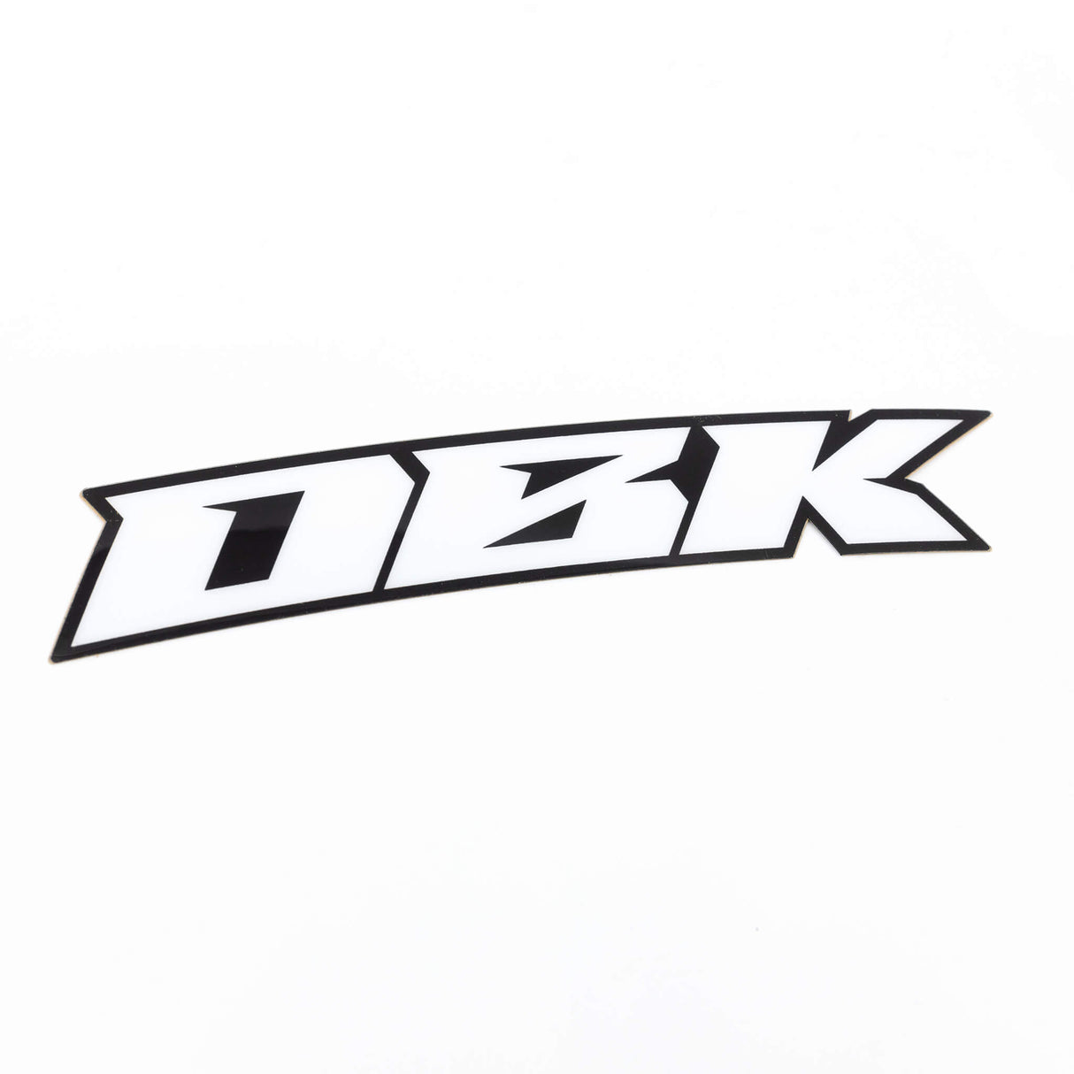 Weißer Racer-Fendersticker mit schwarzem Kontur und kantiger Typo