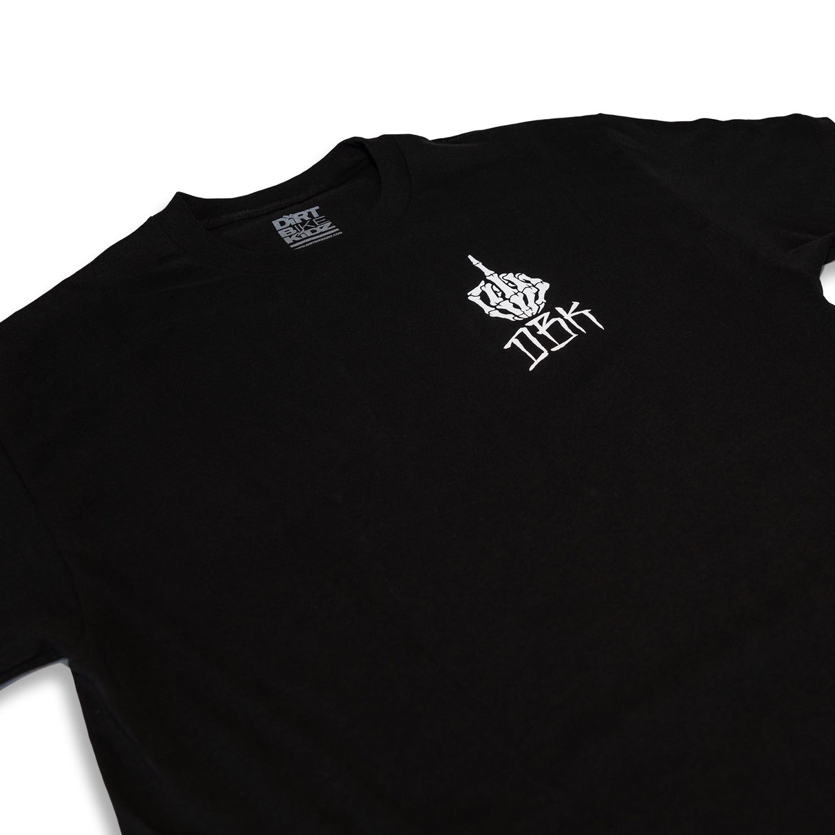 Black FU Tee with small chest graphic logo on crew neck.