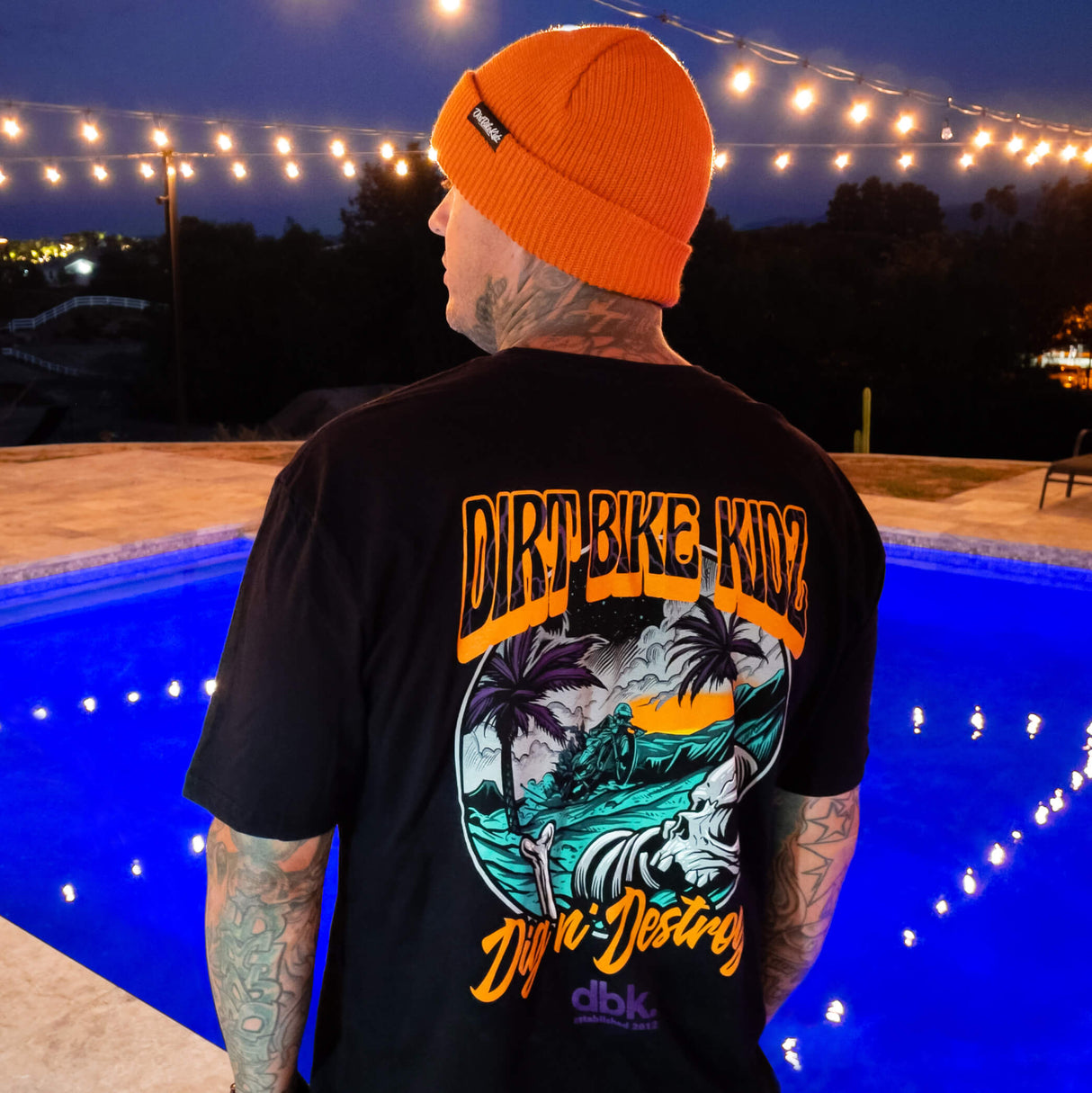 Black Boneyard tee, back graphic with “DIRT BIKE KINGZ” and “Dig n’ Destroy”
