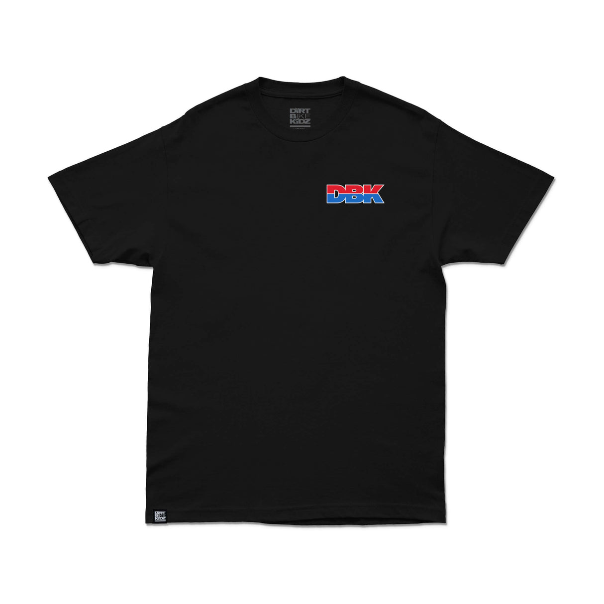 Black tee with small DBK logo on the chest