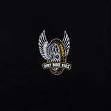 Youth premium black tee with Dirt Bike Kidz winged emblem centered on front.