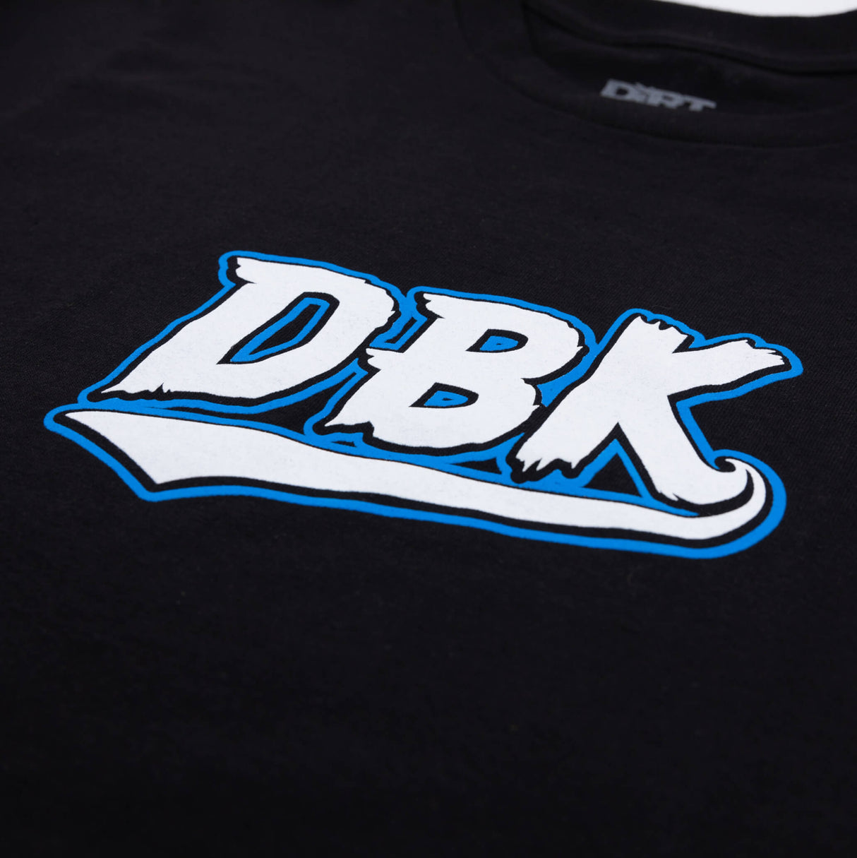 Youth premium tee, black knit with large DBK logo close-up chest print