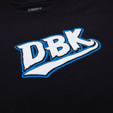 Youth premium tee, black knit with DBK logo print and blue underline