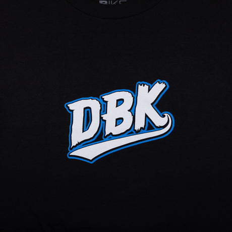 Youth premium tee, black knit with DBK logo chest graphic in blue and white