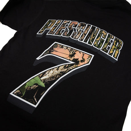 Black youth premium tee with PLESSINGER 7 large back graphic
