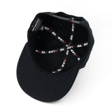 Black snapback interior with repeating printed dbk and 4Fifty graphics
