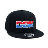 Black snapback cap with DBK logo on front and 4FIFTY snapback patch