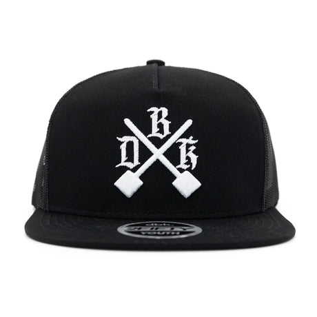 2Fifty youth black snapback cap with front graphic and flat brim
