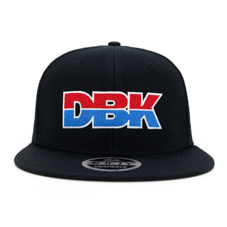 Black snapback hat with front DBK logo and 4Fifty snapback label on brim