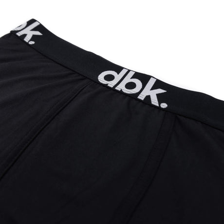 Schwarze Boxer briefs: breiter Logo-Bund, kurze Stretch-Unterhose mit Leistenöffnung