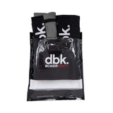 Branded two-pack boxer briefs in plastic bags, black and gray pairs