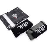 Two-pack boxer briefs in black and gray, packaged in branded plastic sleeves