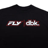 Black T-shirt with large FLY | dbk chest logo graphic