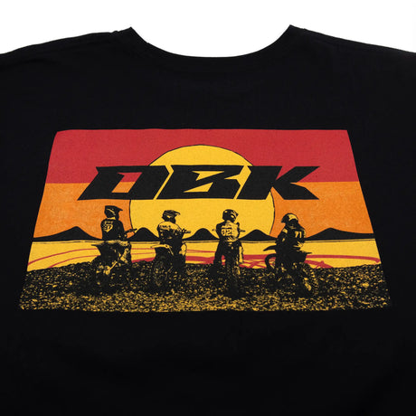 Black youth T-shirt with large DBK rider scene graphic print