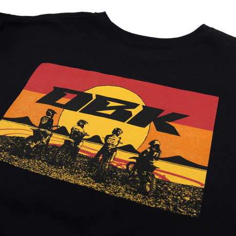 Black youth T-shirt with DBK rider scene graphic across chest