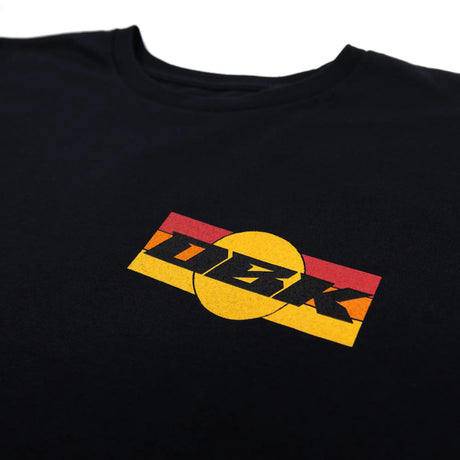 Black youth T-shirt with DBK logo print at center chest
