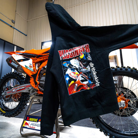 Youth black hoodie with large back racing graphic and long sleeves