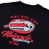 Youth premium T-shirt back graphic with red DIRT BIKE KIDZ ring and motocycle logo