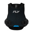 FLY roost guard vest with black frame and blue hex pattern, front view