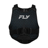 Youth roost guard chest protector with black straps and blue hex patterned shell