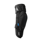Black knee guard with vented hard shell and adjustable straps