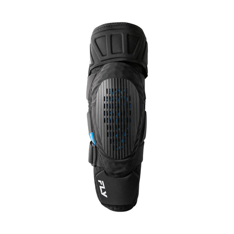 Black knee guard with vertical vent panel and molded protection