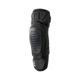 Black knee guard with ribbed curved padding and hard shield