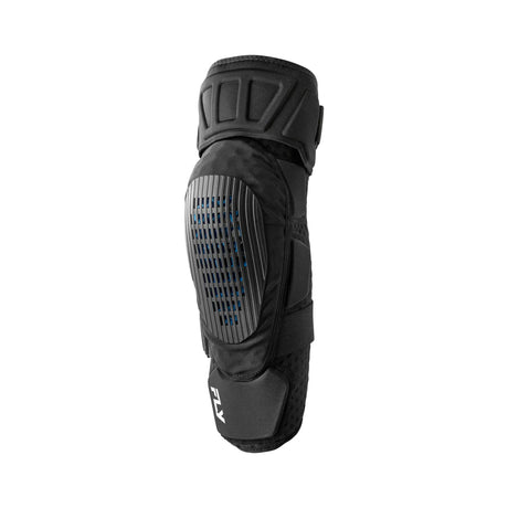 Black knee guard with ribbed curved padding and hard shield
