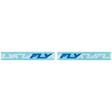 Light blue goggle strap with repeating logo graphic
