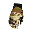 Camouflage cycling gloves with black wrist cuff and touchpad fingertips