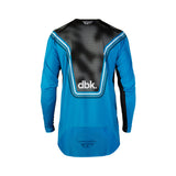 Blue and black cycling jersey with dbk. logo and VF graphic, long sleeves