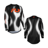 Youth motocross jersey with black-and-white graphic pattern; long sleeves