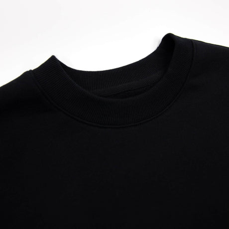 Schwarzer Rundhalsausschnitt mit Rippbündchen am Crewneck-Sweatshirt