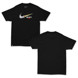 Black T-shirt front and back views with 'JUST HIT IT DBK' chest graphic