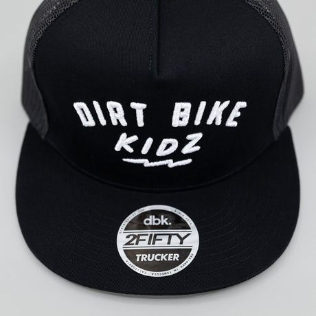 Black “Dirt Bike Kidz” cap with white front logo and front patch