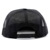 Dark gray mesh trucker hat with black snapback adjuster at the back
