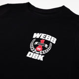Black youth tee closeup with WEBB 2025 DBK graphic at center