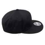 Black snapback hat side angle with 4FIFTY snapback oval logo on the brim