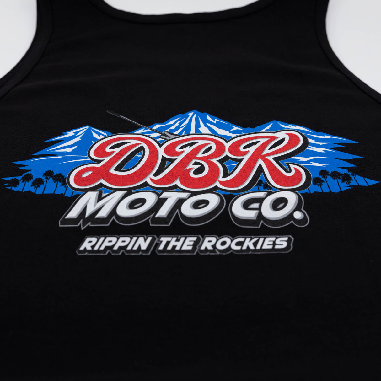 Black tank top with Rockies Moto Go graphic
