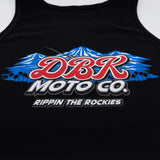 Black tank top with Rockies Moto Go graphic