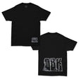 Black T-shirt with small chest logo and large back graphic print