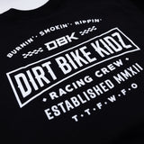 Youth Premium Tee, black with large angled back graphic and bold DIRT BIKE KIDZ text