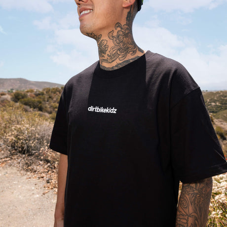 Moto is Dope T-shirt, black, front chest 'dirtbikekidz' print.