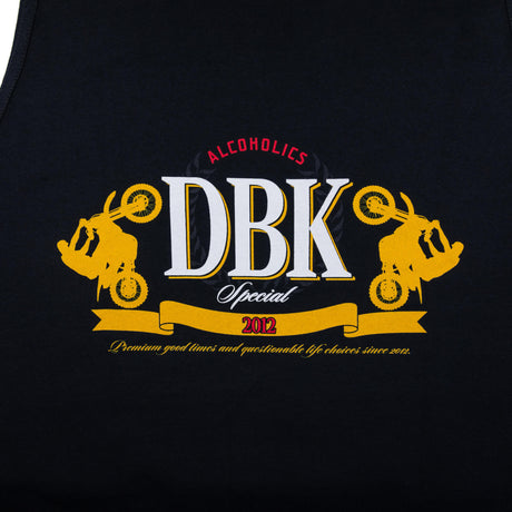Black tank top close-up of DBK Special 2012 front graphic with banner