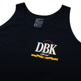 Black tank top with DBK Special 2012 chest print and crew neckline